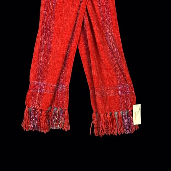 Collection 18 Women’s Pink Red Space Dye Chenille Muffler Scarf Fringe - Picture 10 of 12